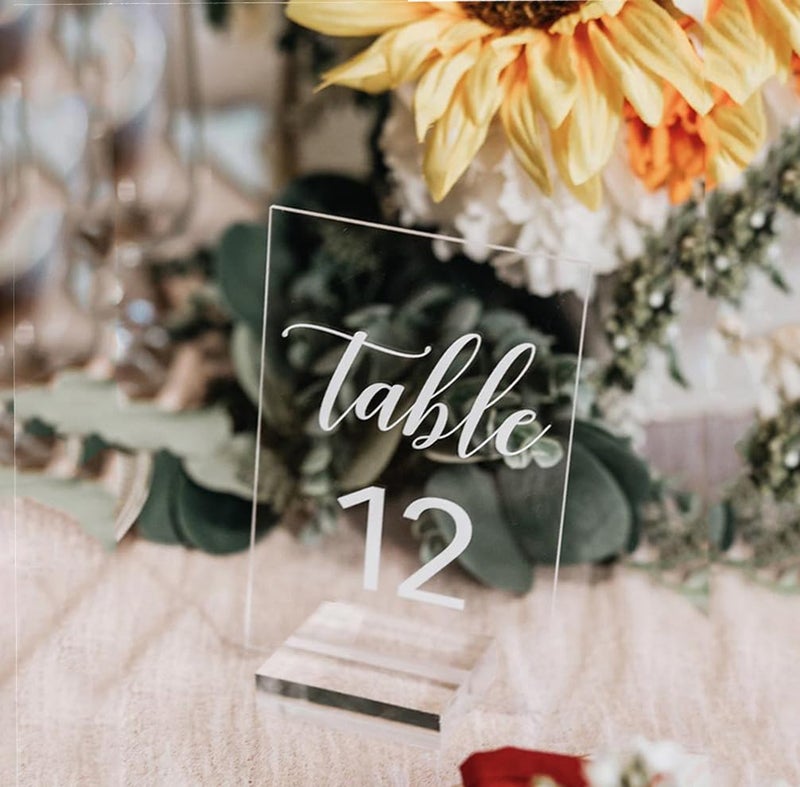 Toolsure 20 Pack Acrylic Sign Holders, Clear Acrylic Sign Stand,Acrylic Table Number Holder for Wedding Table Number/Sign/Car - Image 2